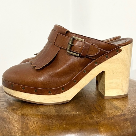 Madewell Classic Kiltie Fringe Clogs in Chestnut Brown 6.5 - Picture 2 of 8